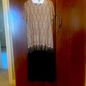 Vintage Gold top pull over black dress